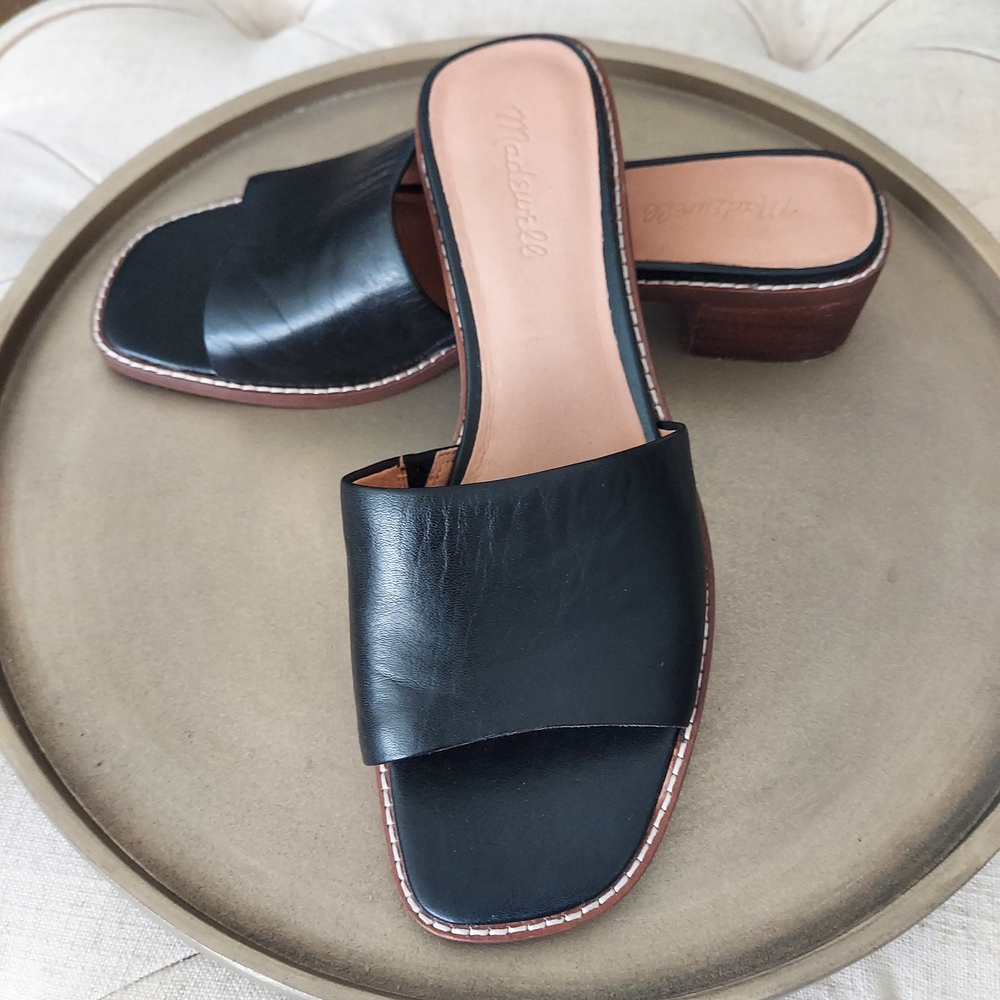 🚨SALE🚨 MADEWELL Black Leather Women's Slide Sandals
